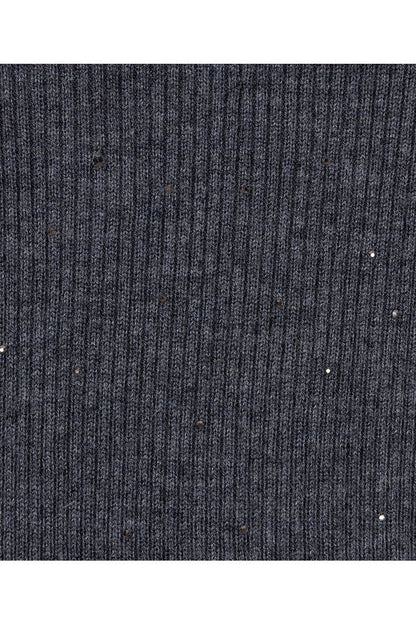 Esqualo Dark Grey Ribbed Top with Studs