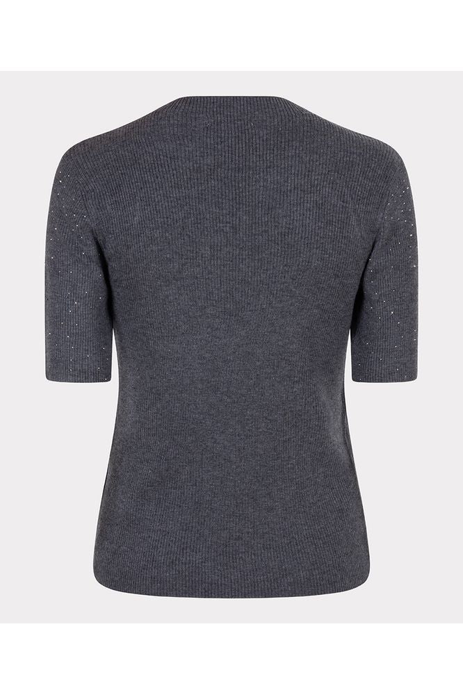 Esqualo Dark Grey Ribbed Top with Studs