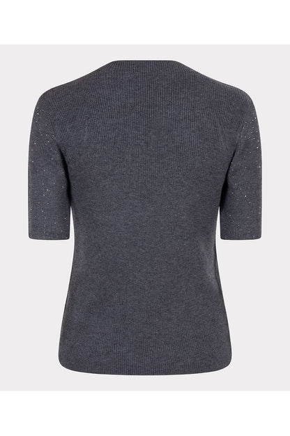 Esqualo Dark Grey Ribbed Top with Studs