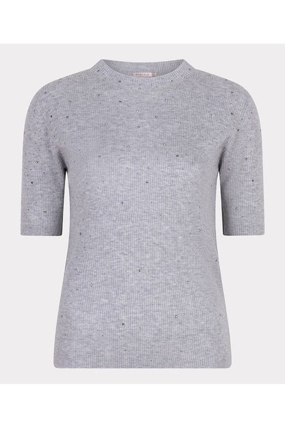 Esqualo Light Grey Ribbed Top with Studs
