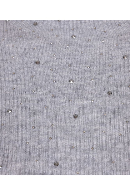 Esqualo Light Grey Ribbed Top with Studs