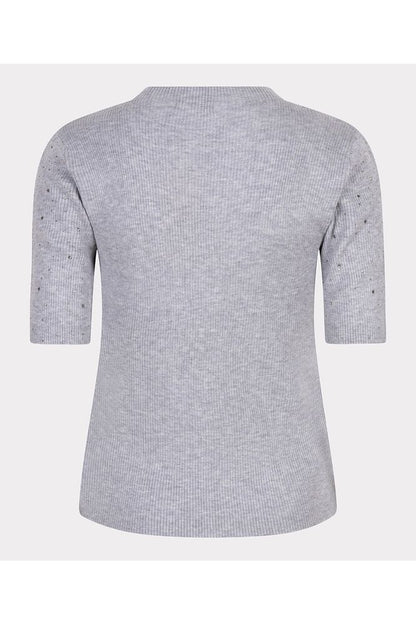 Esqualo Light Grey Ribbed Top with Studs