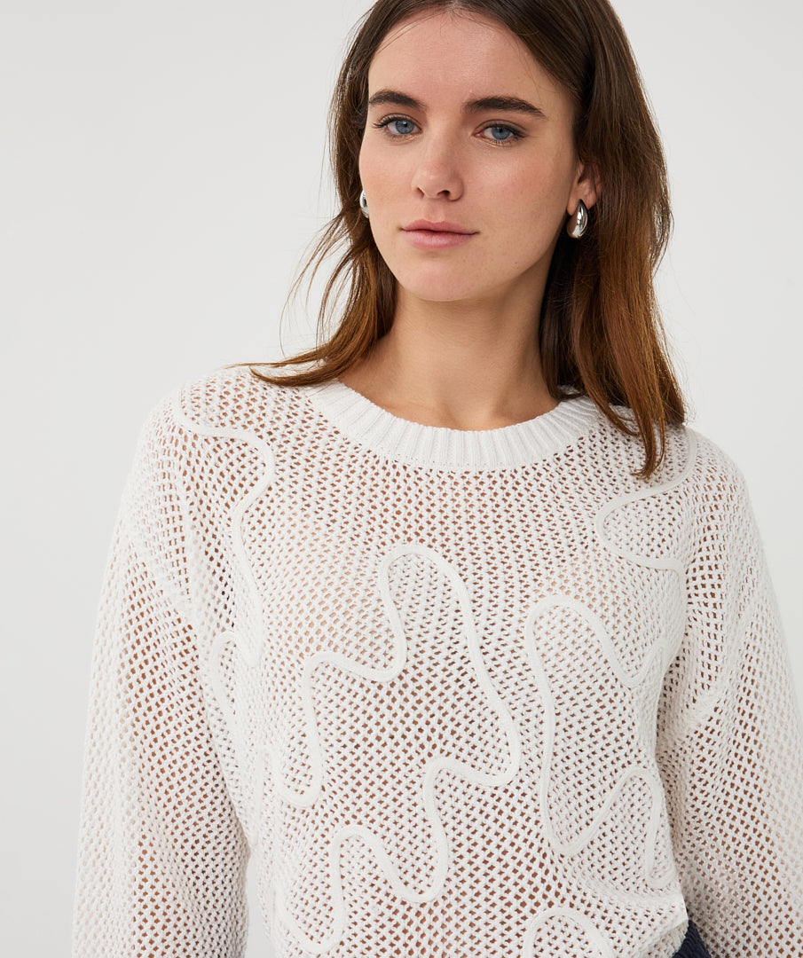 Esqualo 3D Tapes Sweater Off White