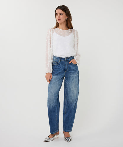 Esqualo Daisy Flower Blouse Off White
