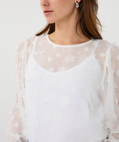 Esqualo Daisy Flower Blouse Off White