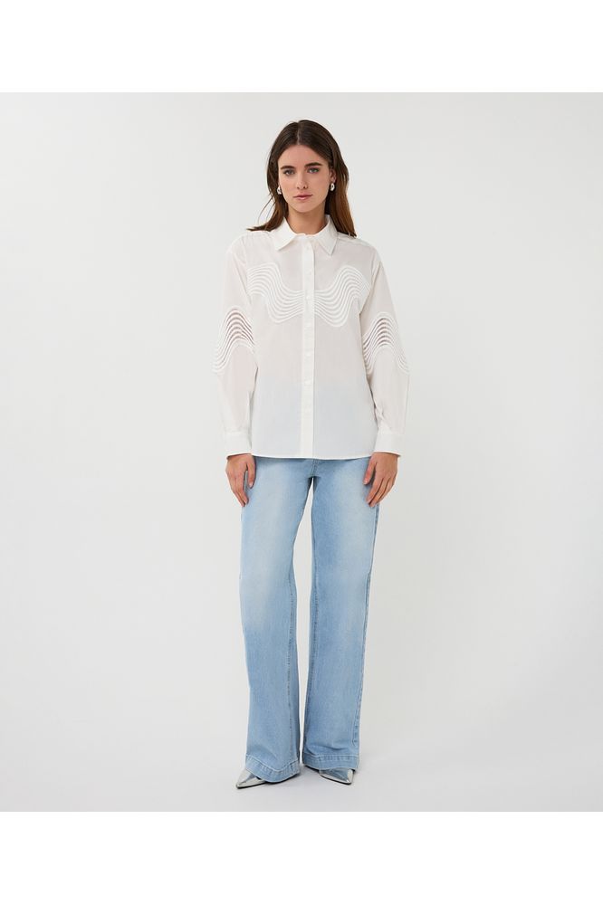 Esqualo Lace Poplin Blouse Off White