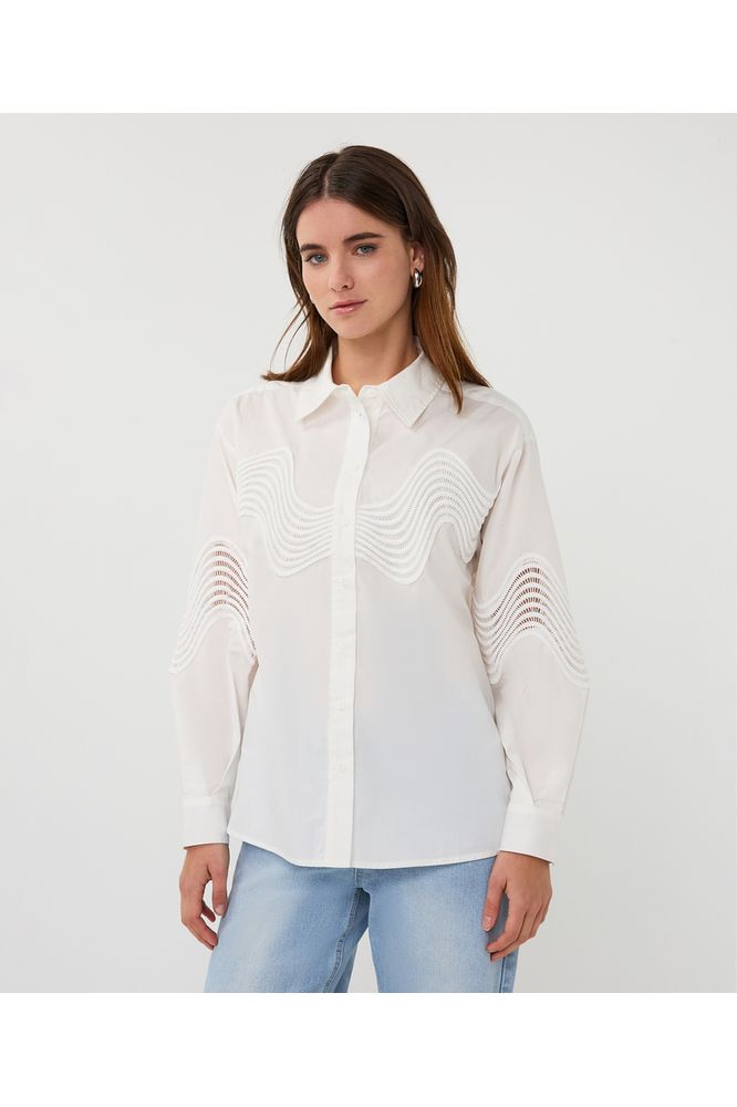Esqualo Lace Poplin Blouse Off White