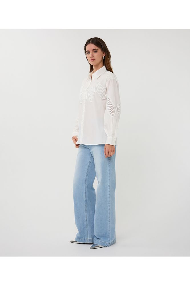 Esqualo Lace Poplin Blouse Off White