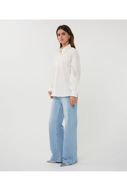 Esqualo Lace Poplin Blouse Off White