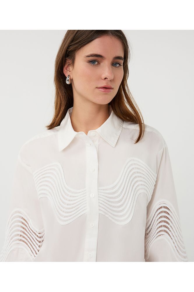 Esqualo Lace Poplin Blouse Off White