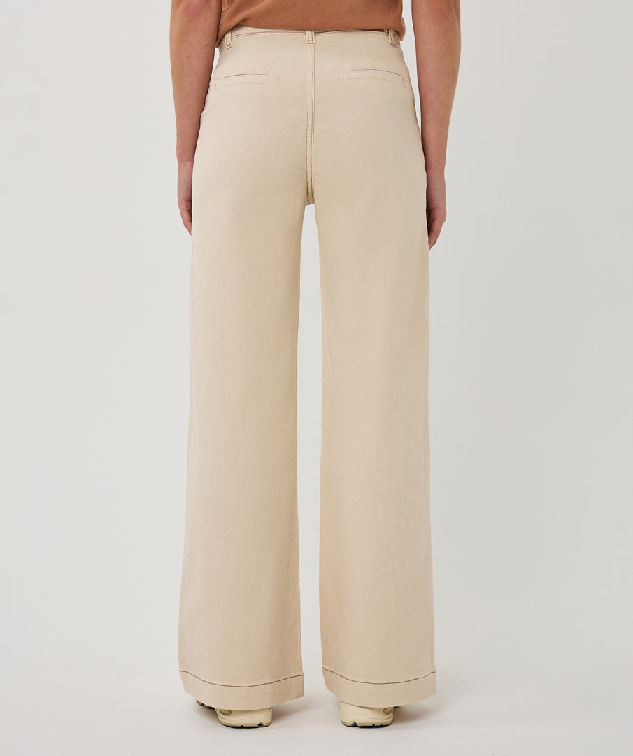 Esqualo Wide Twill Trousers Natural