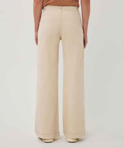 Esqualo Wide Twill Trousers Natural