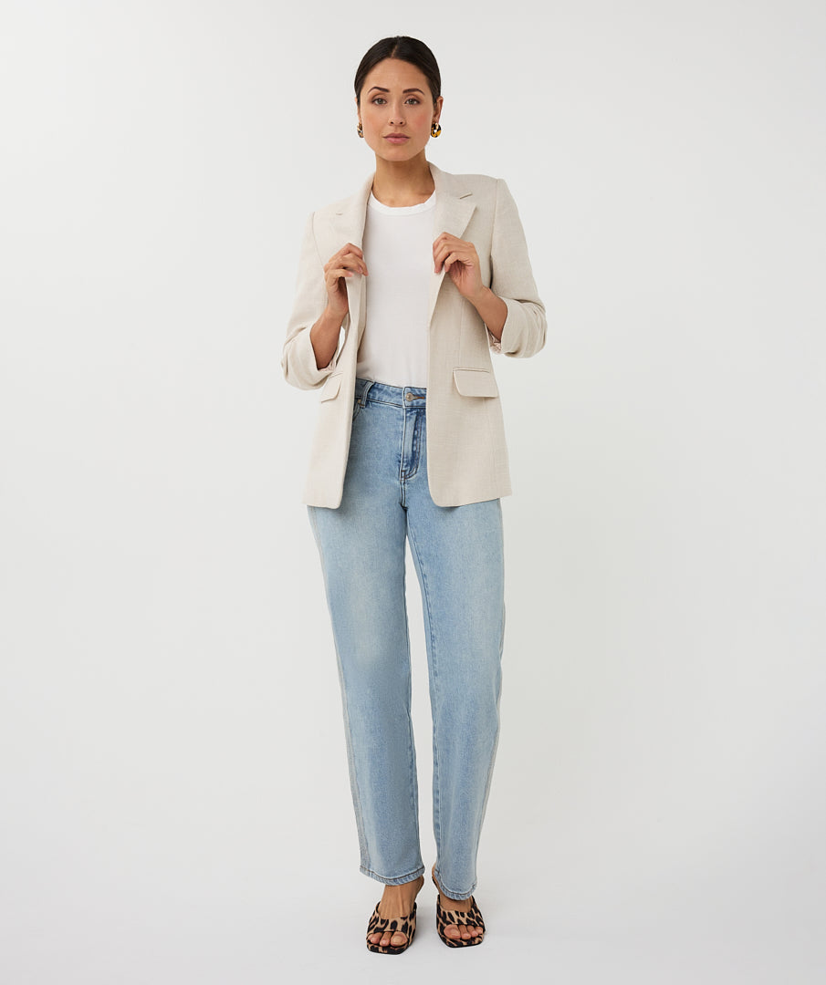 Esqualo Linen Look Blazer - Light Sand