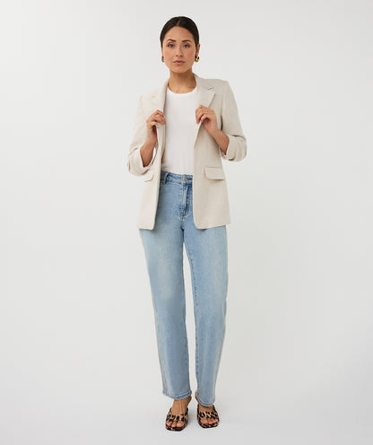 Esqualo Linen Look Blazer - Light Sand