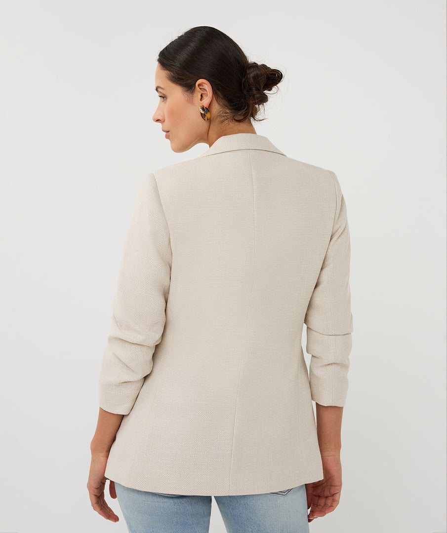 Esqualo Linen Look Blazer - Light Sand