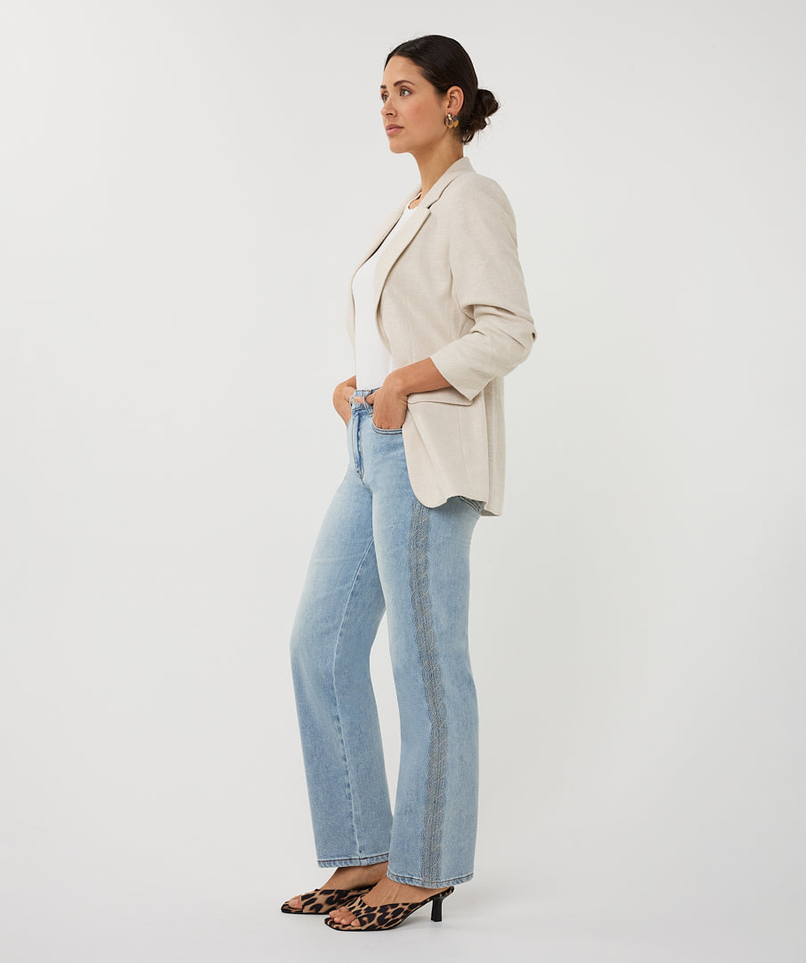 Esqualo Linen Look Blazer - Light Sand
