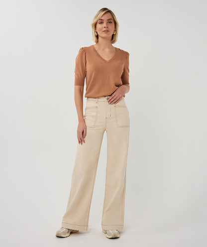 Esqualo Basic V-Neck Sweater Cappuccino
