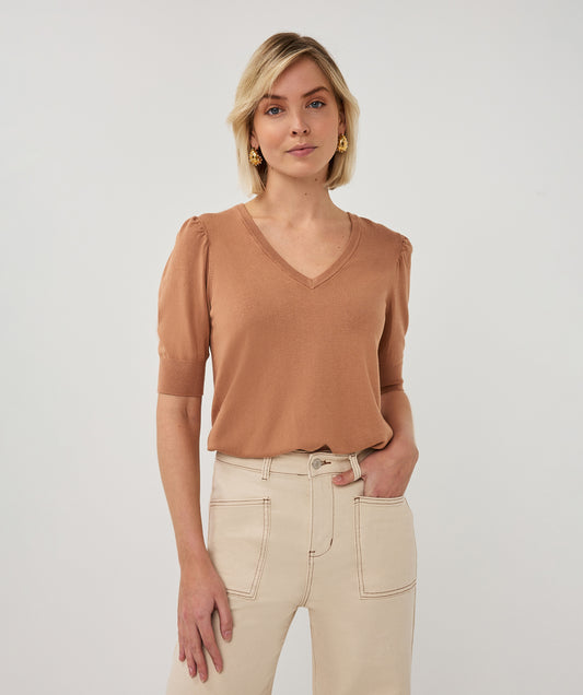 Esqualo Basic V-Neck Sweater Cappuccino