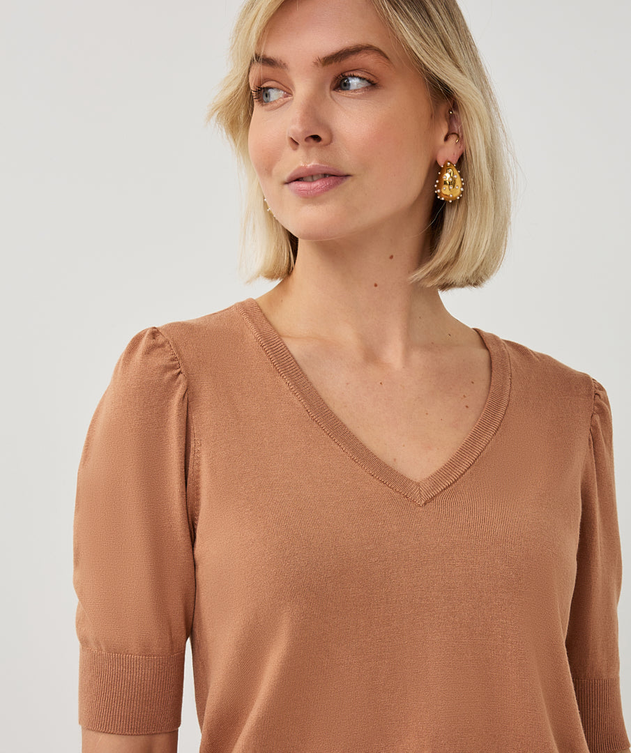 Esqualo Basic V-Neck Sweater Cappuccino