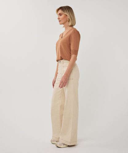 Esqualo Basic V-Neck Sweater Cappuccino