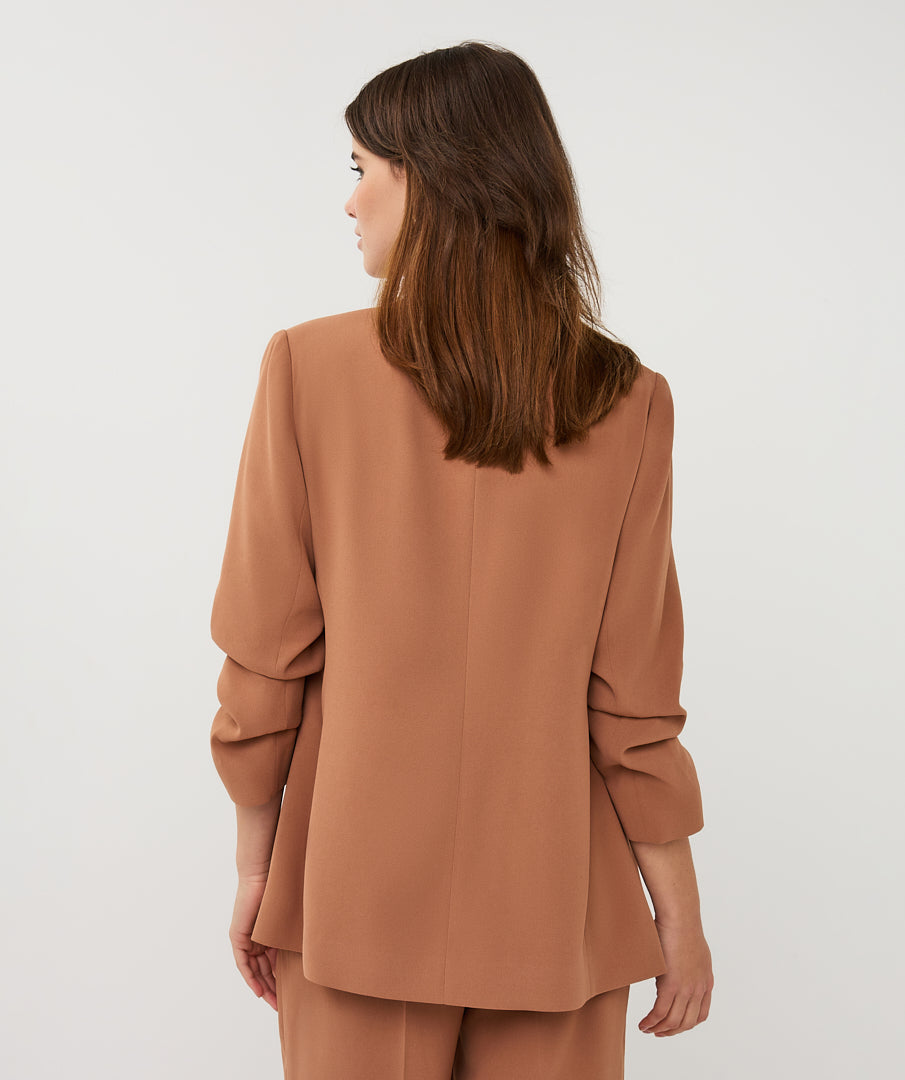 Esqualo 3/4 Sleeve Crepe Blazer - Cappuccino