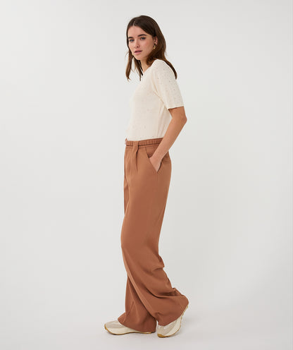 Esqualo Pleated Crepe Trousers Cappuccino