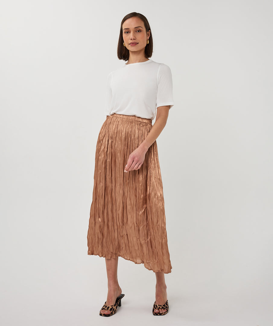 Esqualo Plisse Changeant Skirt Cappuccino