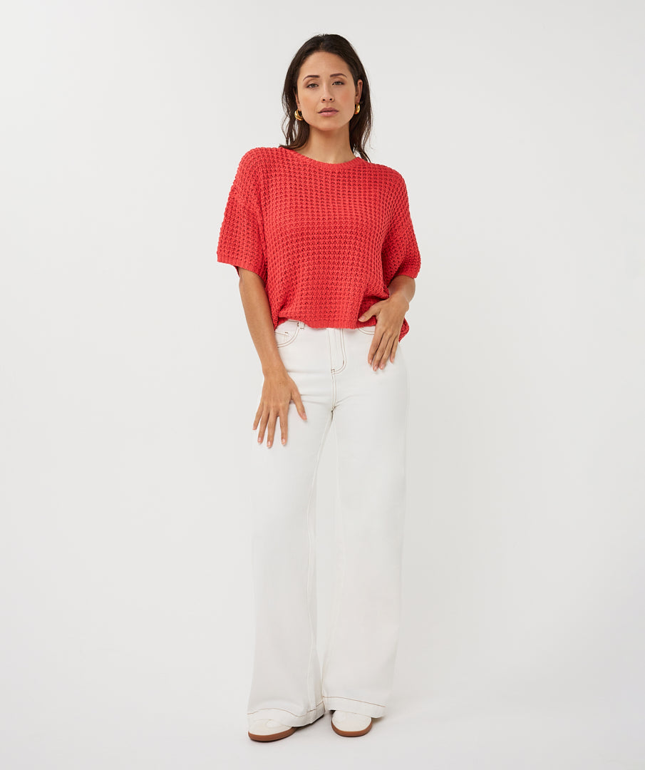 Esqualo Open Knit Sweater Chili