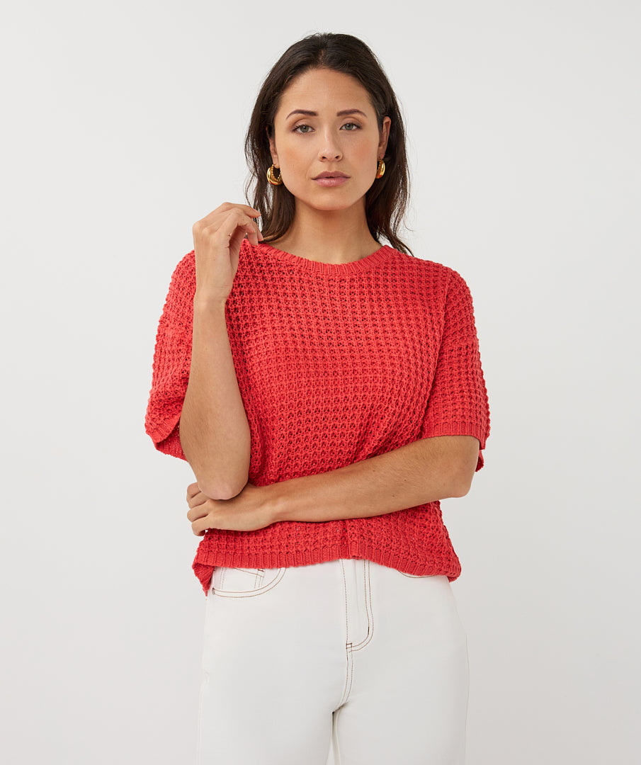 Esqualo Open Knit Sweater Chili