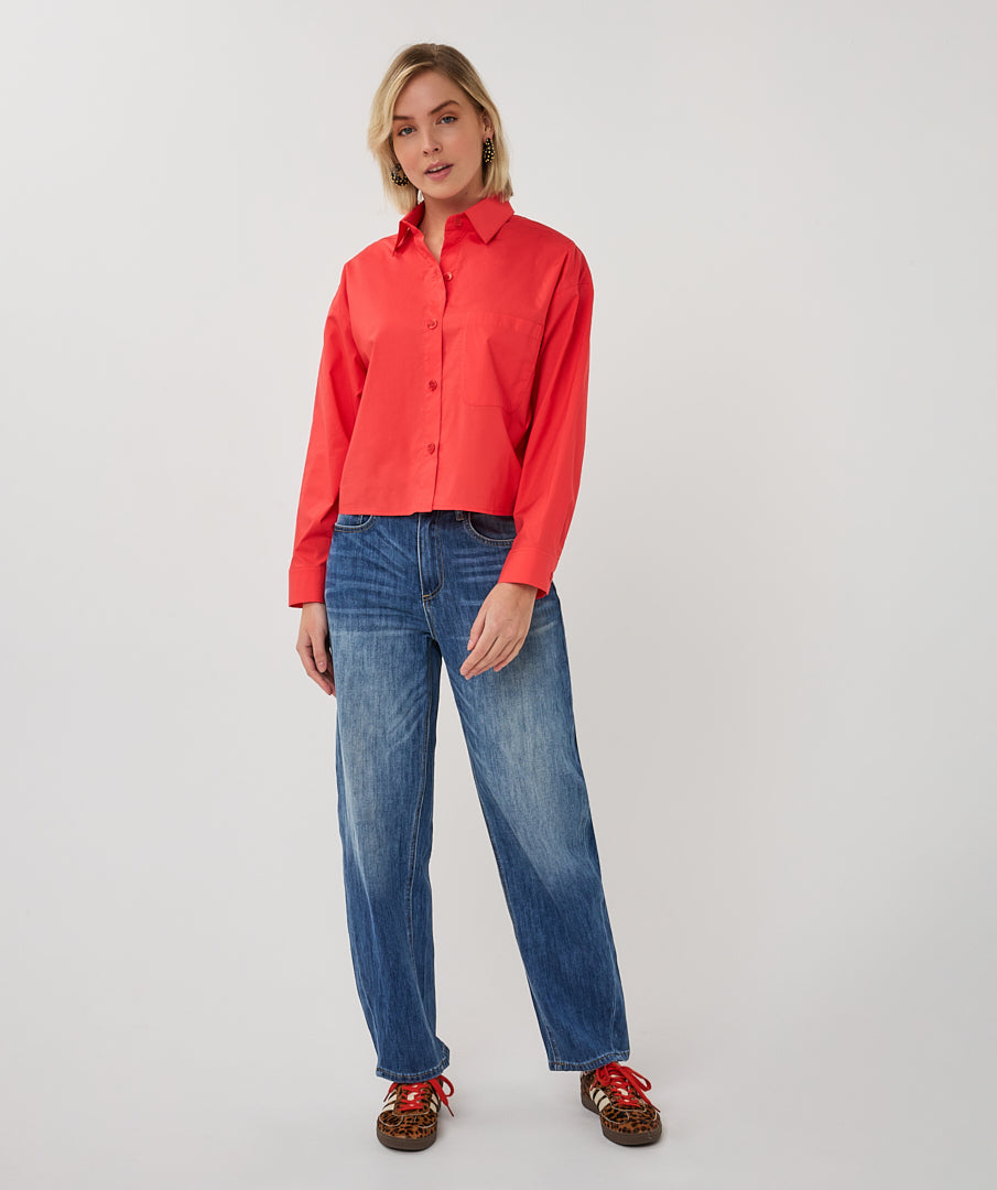 Esqualo Folded Cuff Blouse Chili
