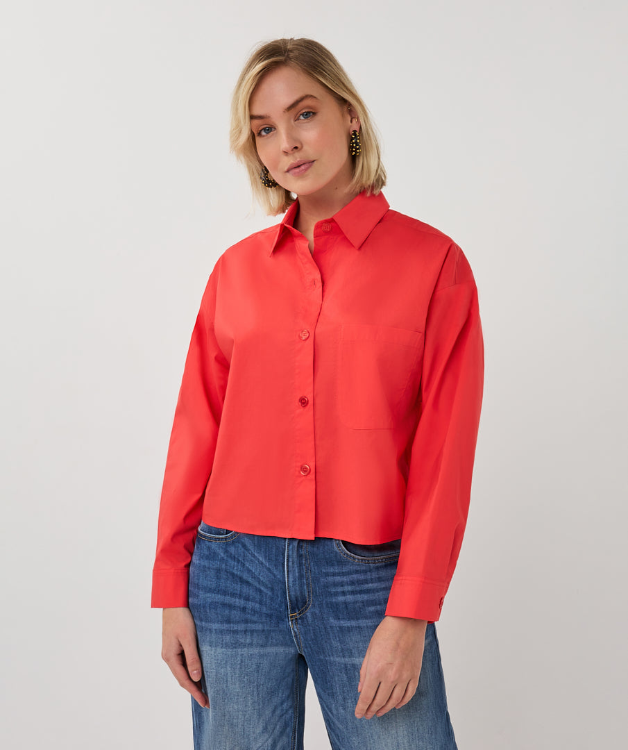 Esqualo Folded Cuff Blouse Chili