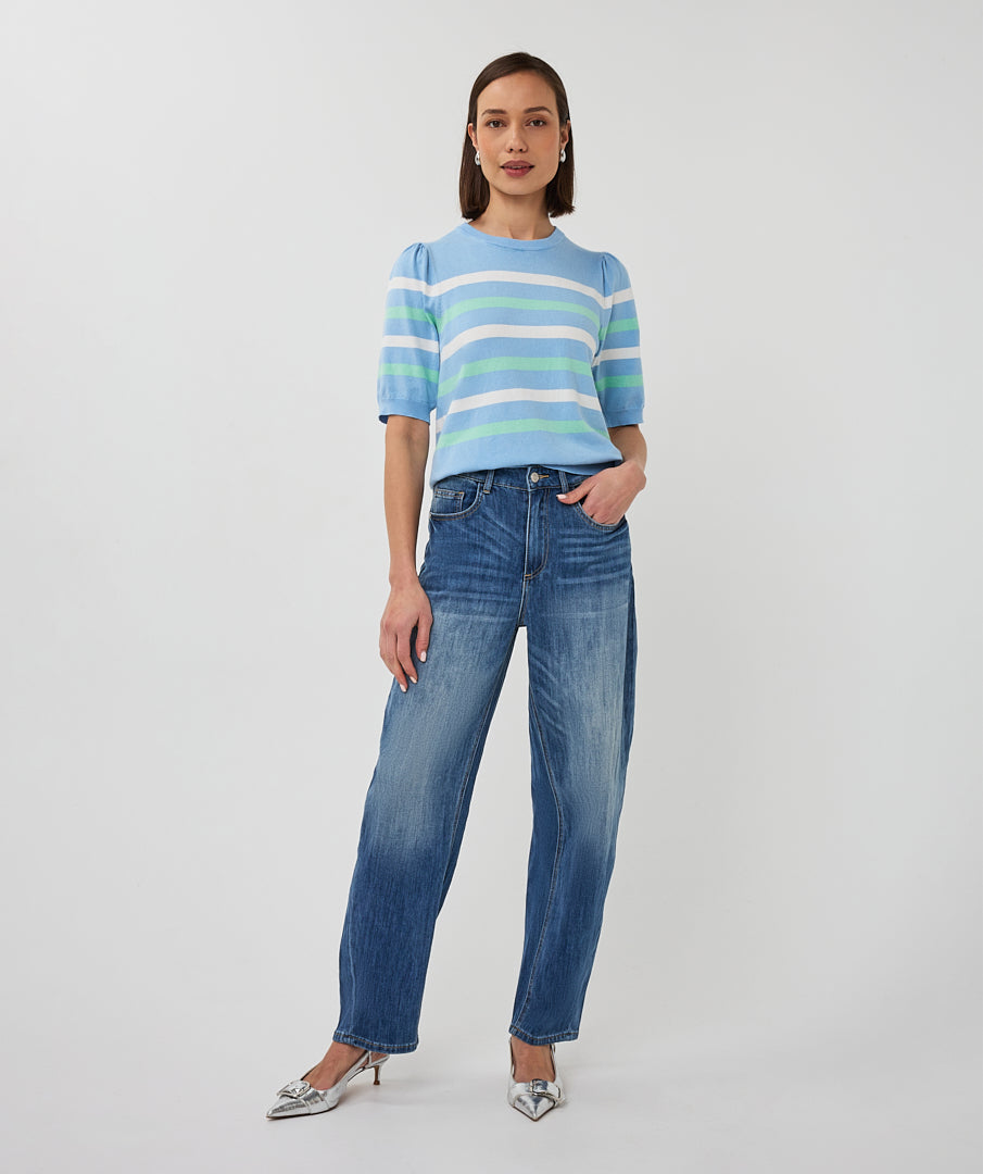 Esqualo Puff Sleeve Sweater Blue
