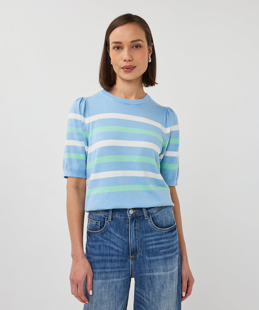 Esqualo Puff Sleeve Sweater Blue