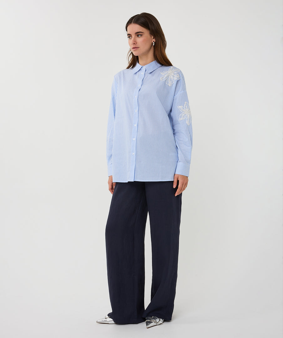 Esqualo Flower Patch Blouse White/Blue