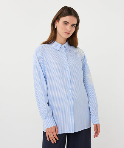 Esqualo Flower Patch Blouse White/Blue