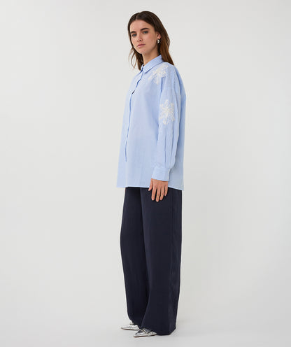 Esqualo Flower Patch Blouse White/Blue