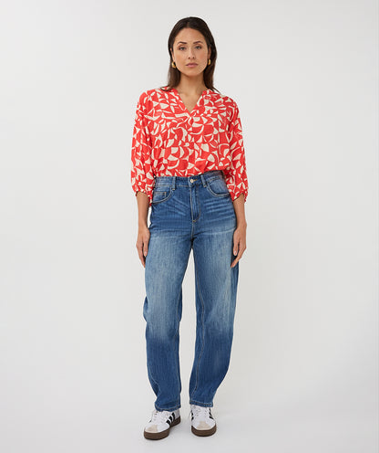 Esqualo Scarlet Graphic Blouse