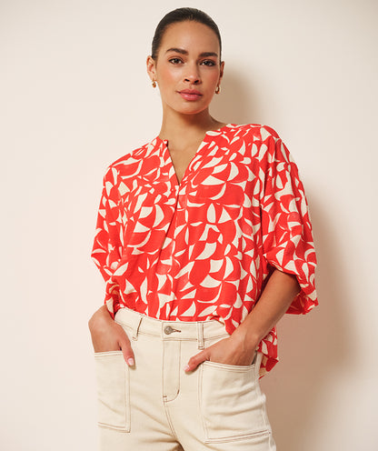 Esqualo Scarlet Graphic Blouse