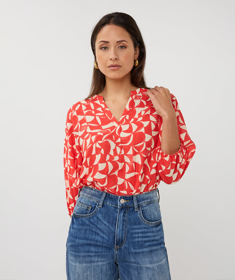 Esqualo Scarlet Graphic Blouse