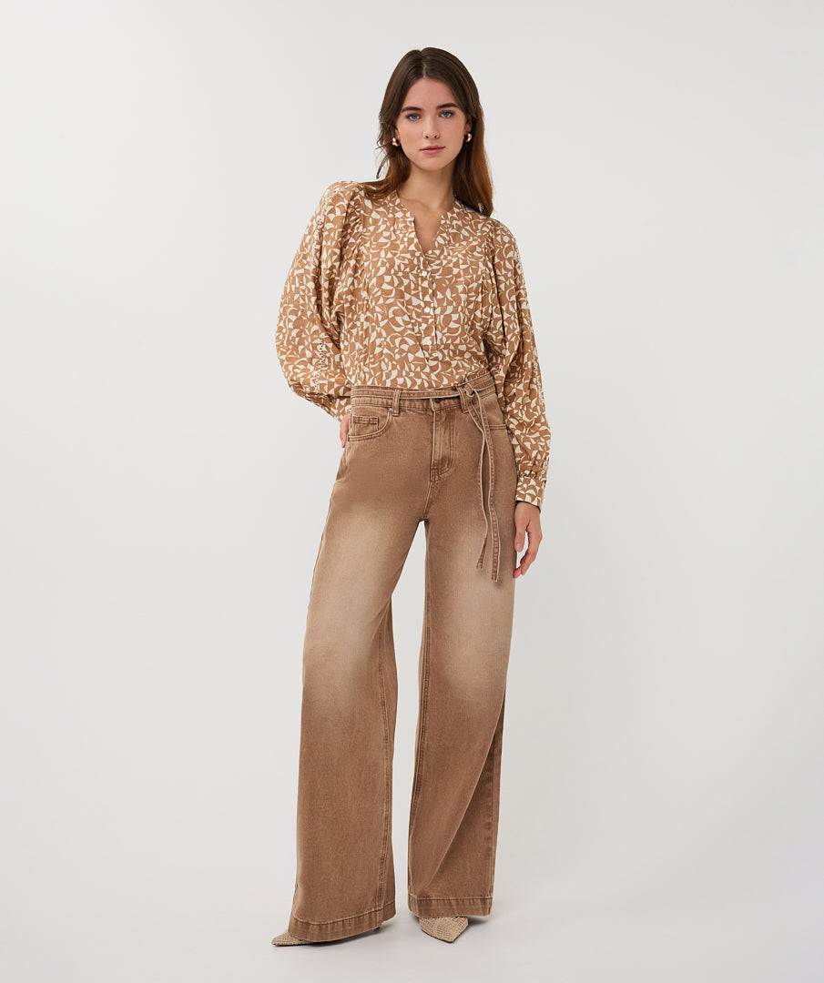 Esqualo Wide Scarlet Small Graphic Blouse