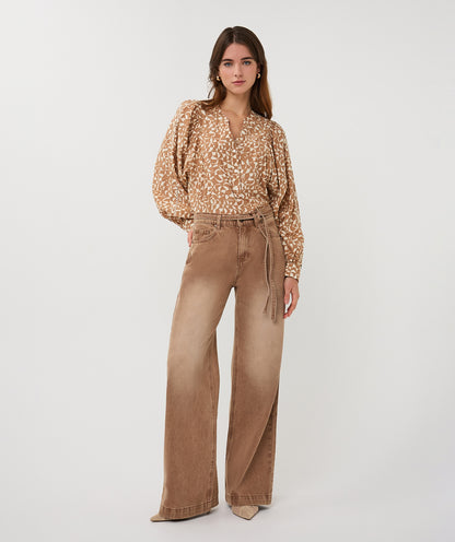 Esqualo Wide Scarlet Small Graphic Blouse