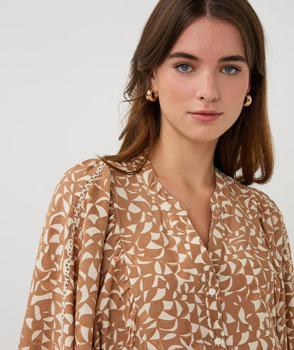 Esqualo Wide Scarlet Small Graphic Blouse