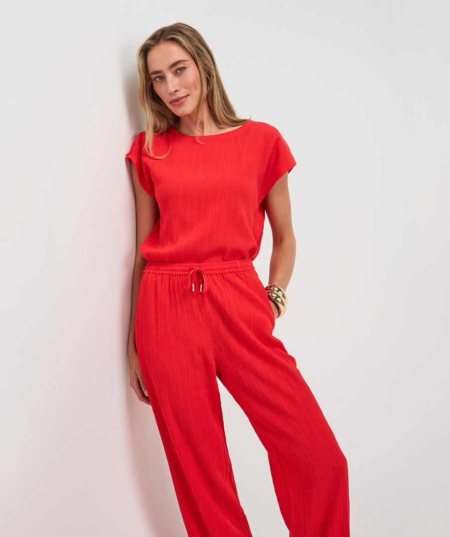 Esqualo Fancy Crinkle Top Red