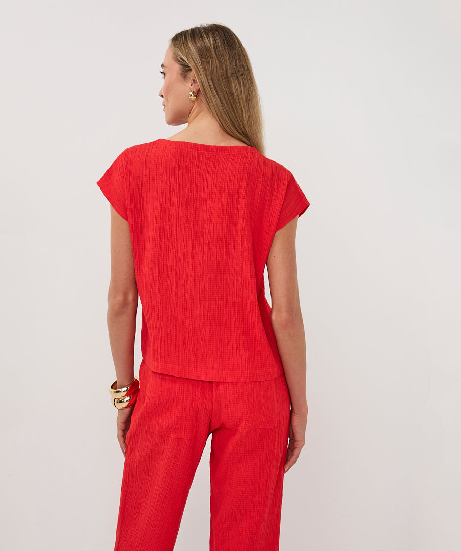 Esqualo Fancy Crinkle Top Red
