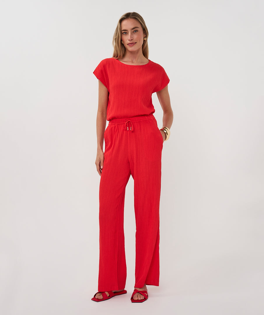 Esqualo Fancy Crinkle Trousers Red