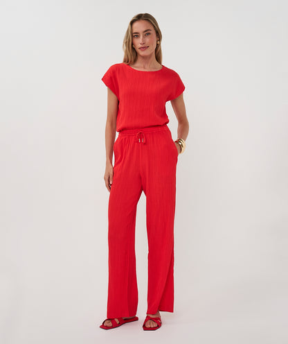 Esqualo Fancy Crinkle Trousers Red