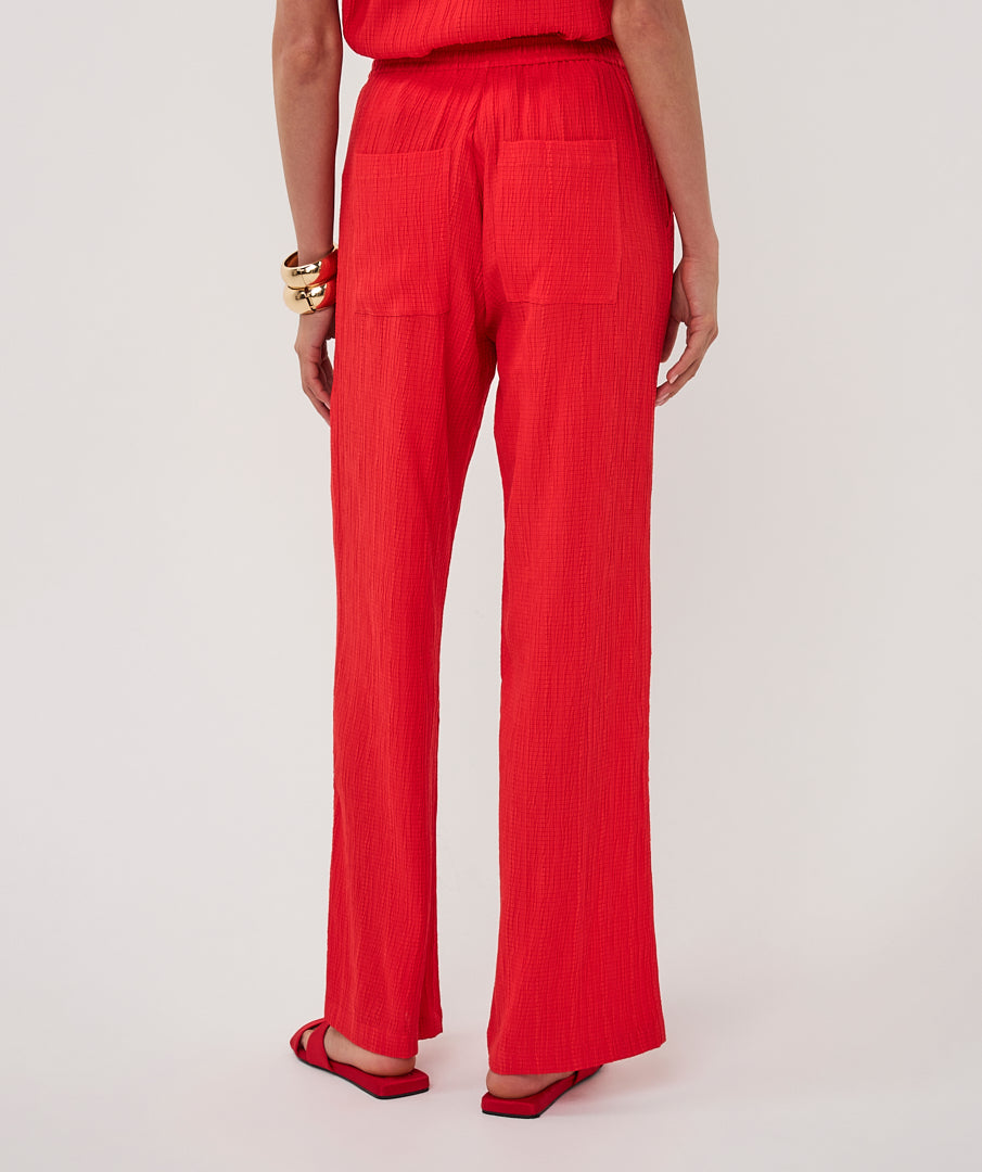 Esqualo Fancy Crinkle Trousers Red
