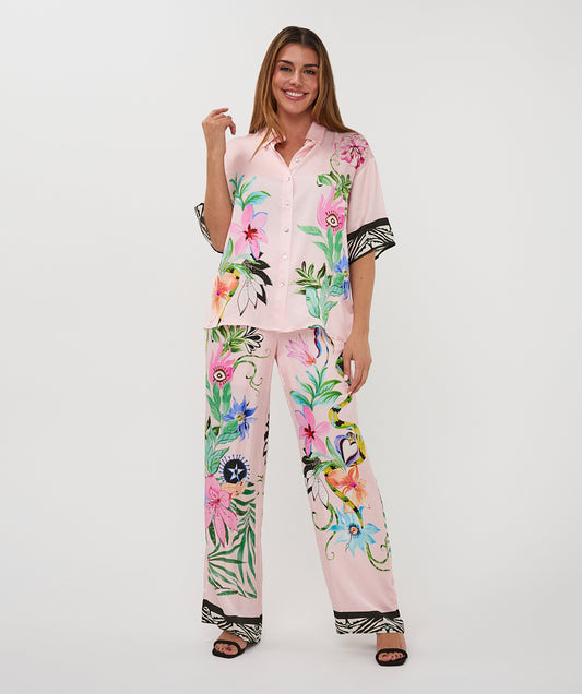 Esqualo Wide Leg Trousers Mystic Print