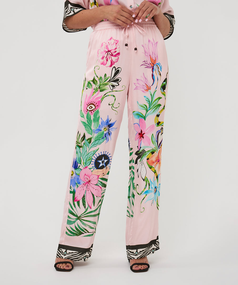 Esqualo Wide Leg Trousers Mystic Print
