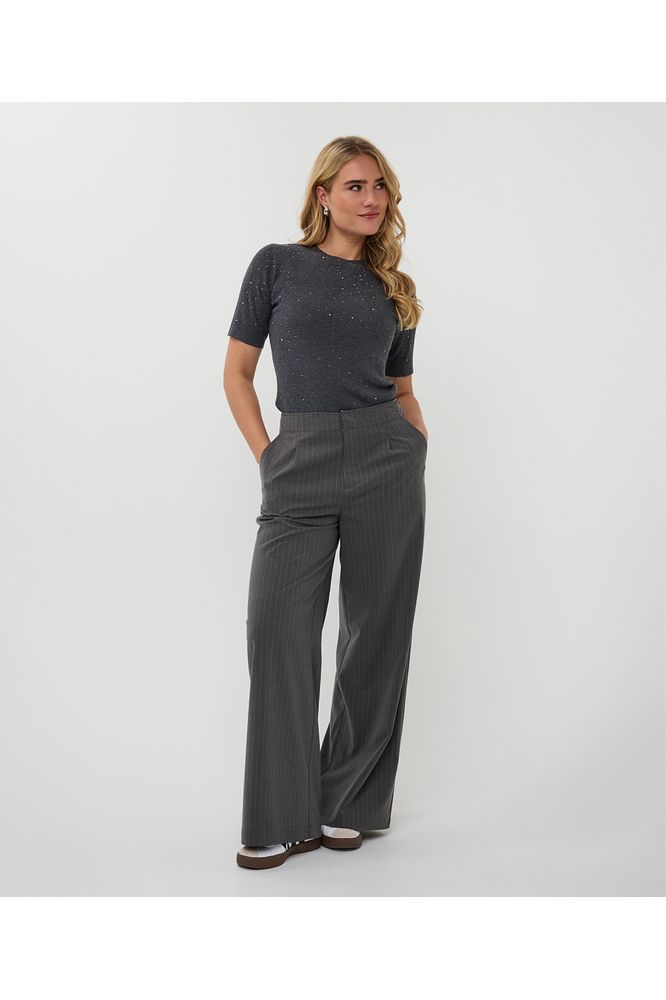Esqualo Dark Grey Ribbed Top with Studs